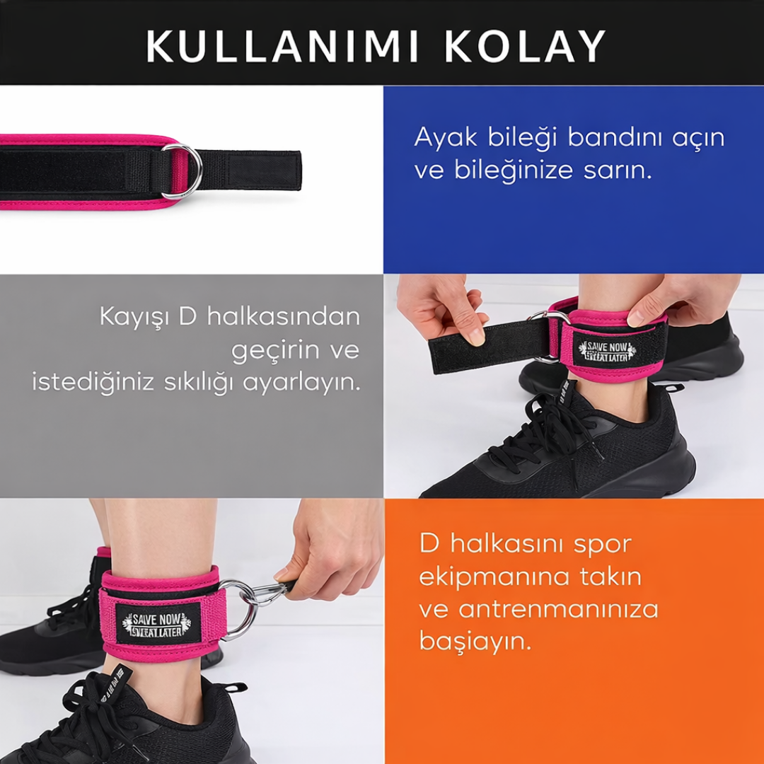 Ankle Strap Ayak Bilek Kayışı – Ev ve Spor Salonu için Fitness Çekiş Aparatı Oktoria